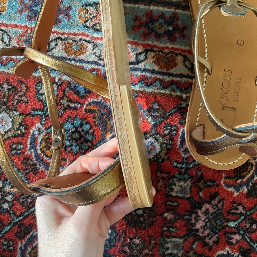 K. Jacques Bronze Buffon Grecian T-Strap Sandals 40 NWT - Picture 7 of 8
